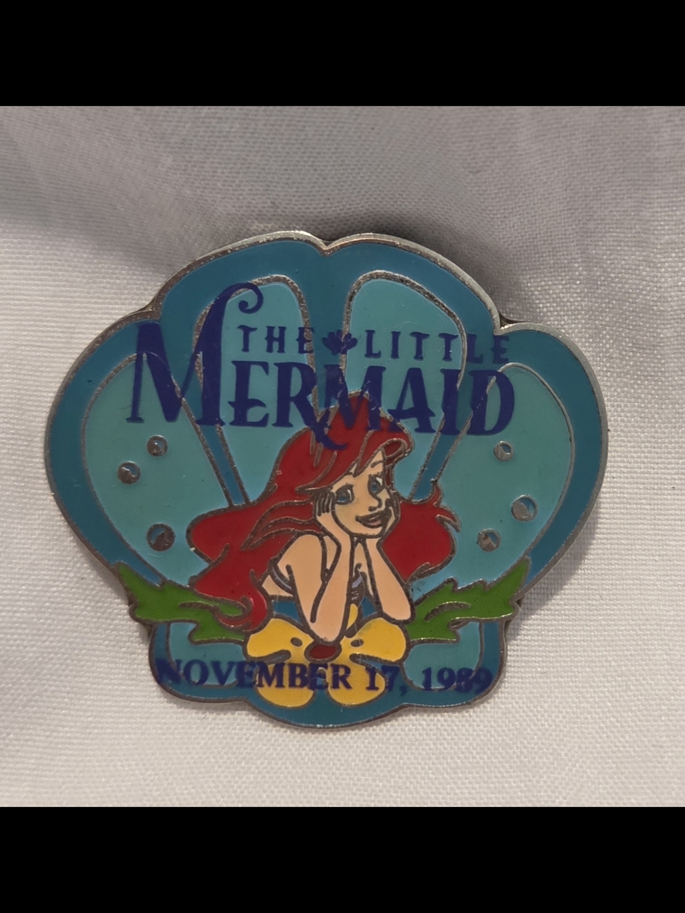 Rare 90's 1995 Disney The Little Mermaid VHS Enamel Pin - Teal, Red & Yellow